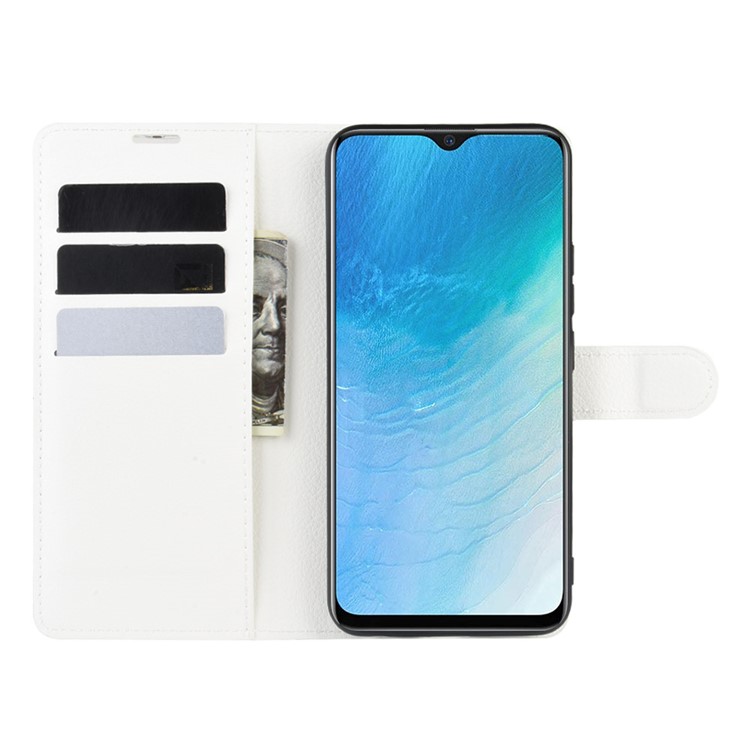 Litchi Oberfläche Einfache Design Ledertasche Für Vivo U3 / Y19 / Y5s - Weiß-4