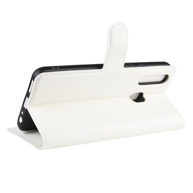Litchi Oberfläche Einfache Design Ledertasche Für Vivo U3 / Y19 / Y5s - Weiß-5