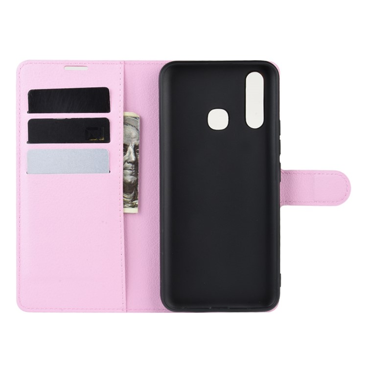 Litchi Surface Simple Design Leather Case for vivo U3/Y19/Y5s - Pink-3