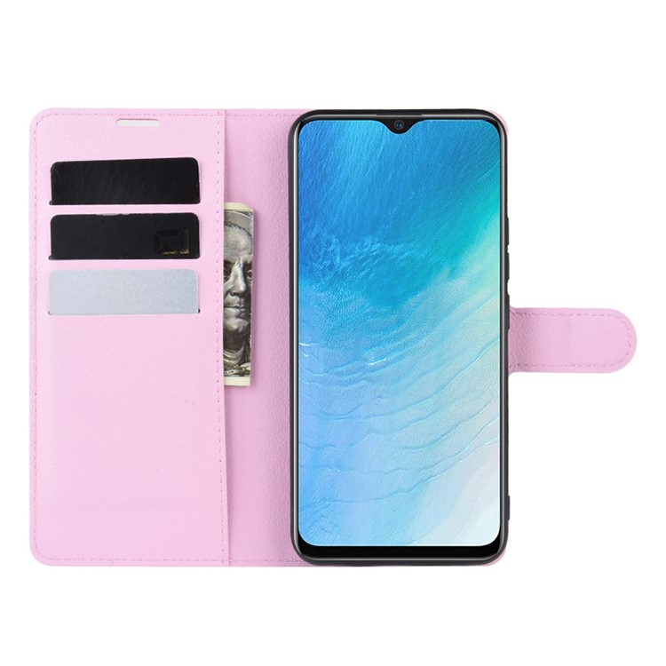 Litchi Surface Simple Design Leather Case for vivo U3/Y19/Y5s - Pink-4
