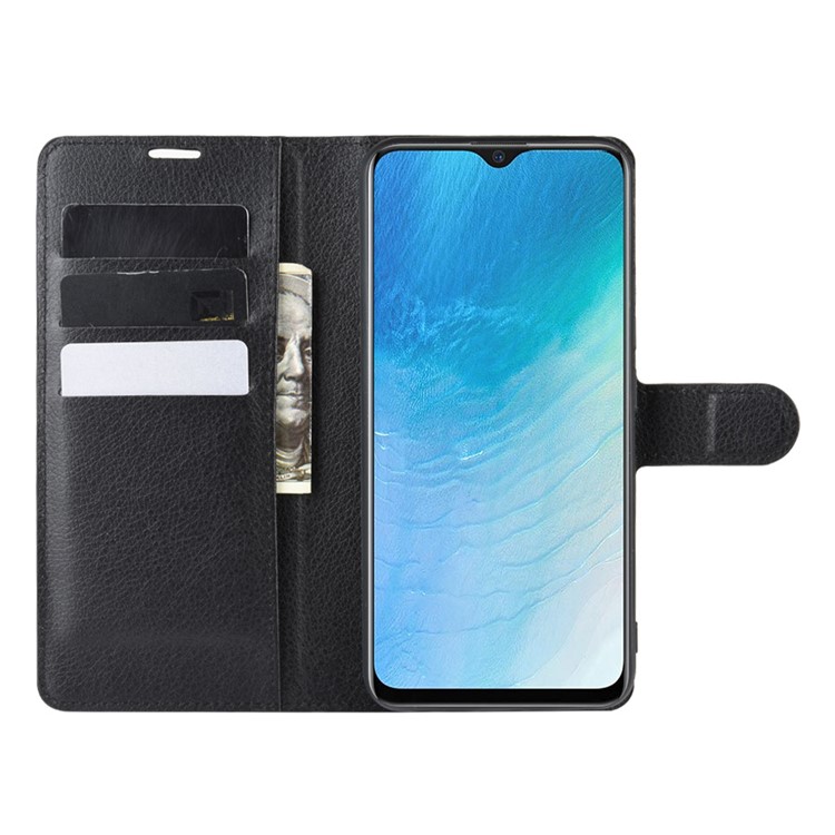 Caso Couro Design De Superfície Simples Lichia Para Vivo U3 / Y19 / Y5s - Preto-4