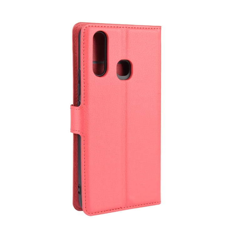 Litchi Surface Simple Design Leather Case for vivo U3/Y19/Y5s - Red-6