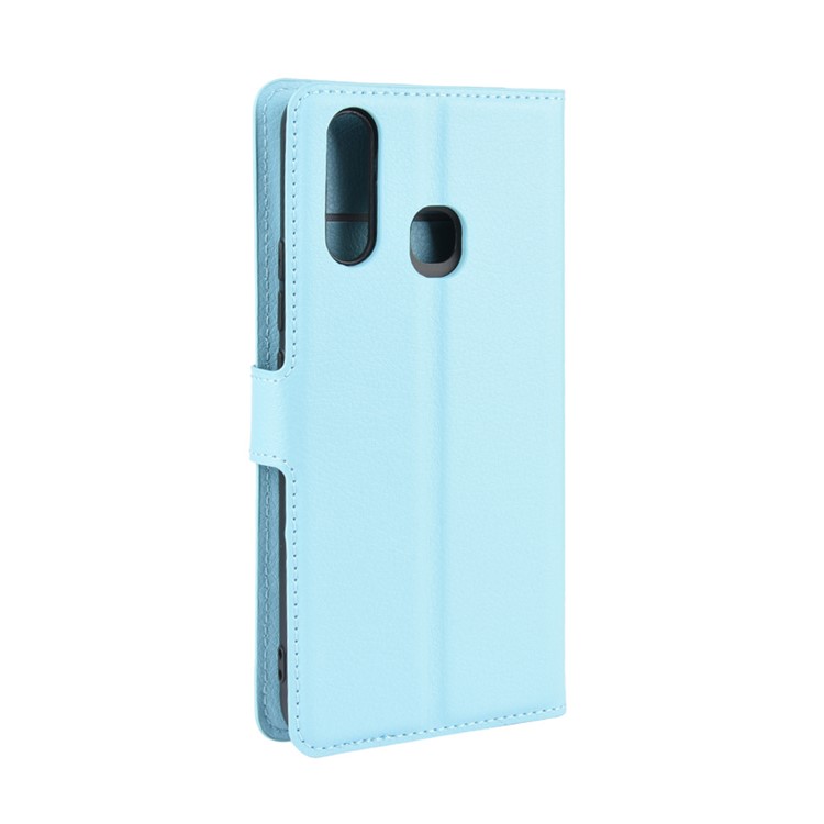Litchi Surface Simple Design Leather Case for vivo U3/Y19/Y5s - Blue-6