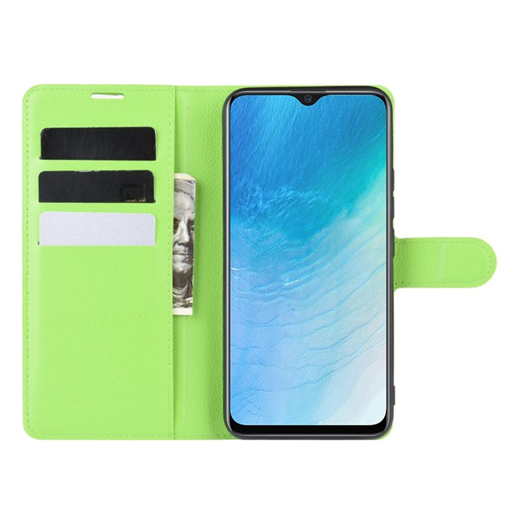 Litchi Surface Simple Design Leather Case for vivo U3/Y19/Y5s - Green-4