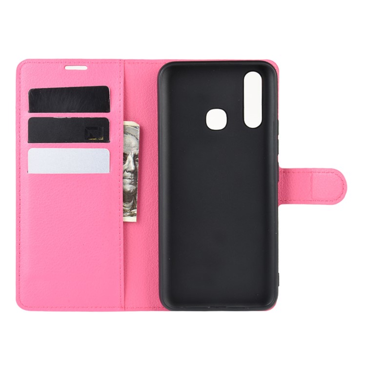 Litchi Surface Simple Design Leather Case for vivo U3/Y19/Y5s - Rose-3