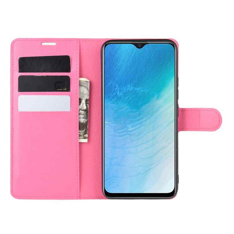 Litchi Surface Simple Design Leather Case for vivo U3/Y19/Y5s - Rose-4