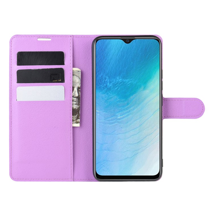 Litchi Surface Simple Design Leather Case for vivo U3/Y19/Y5s - Purple-4