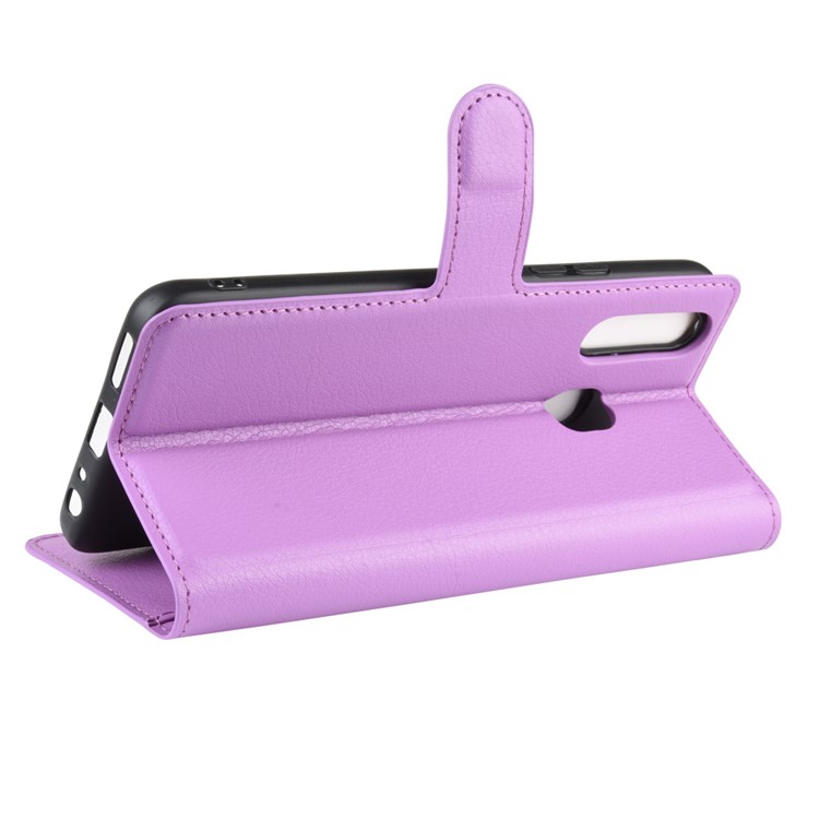 Litchi Surface Simple Design Leather Case for vivo U3/Y19/Y5s - Purple-5
