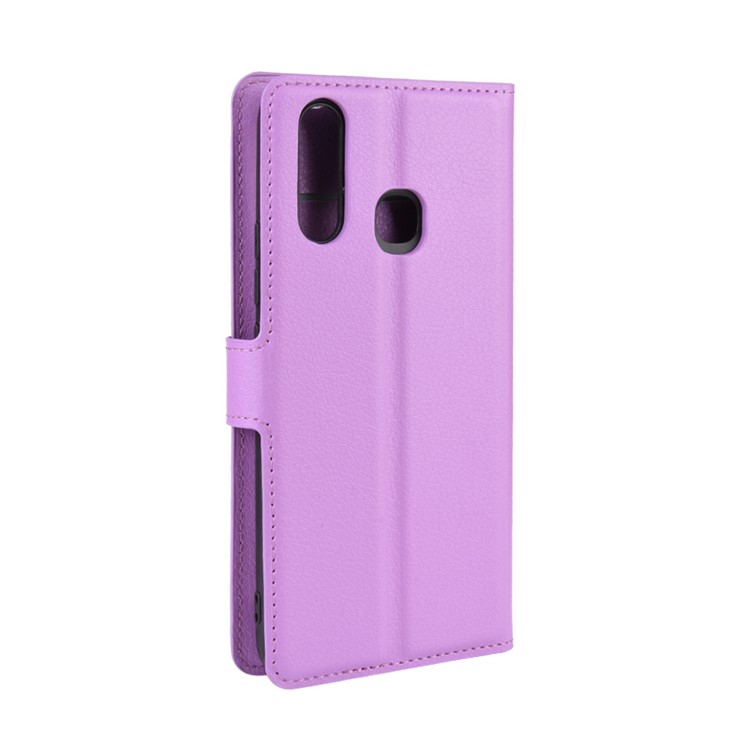 Litchi Surface Simple Design Leather Case for vivo U3/Y19/Y5s - Purple-6