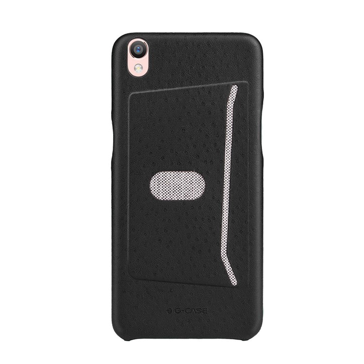 G-CASE Ostrich Texture Leather Coated PC Card Holder Cover for Oppo F1 Plus / Oppo R9 - Black-1