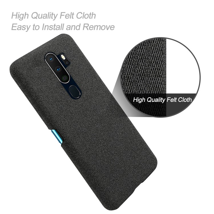 KSQ Cloth Coated Plastic Phone Shell for OPPO A5 (2020)/ A9 (2020)/A11 - Black-4