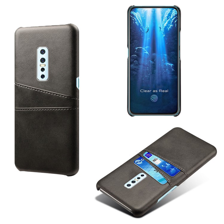 KSQ PU Leather Coated PC Stylish Case with Double Card Slots for vivo V17 Pro - Black-1