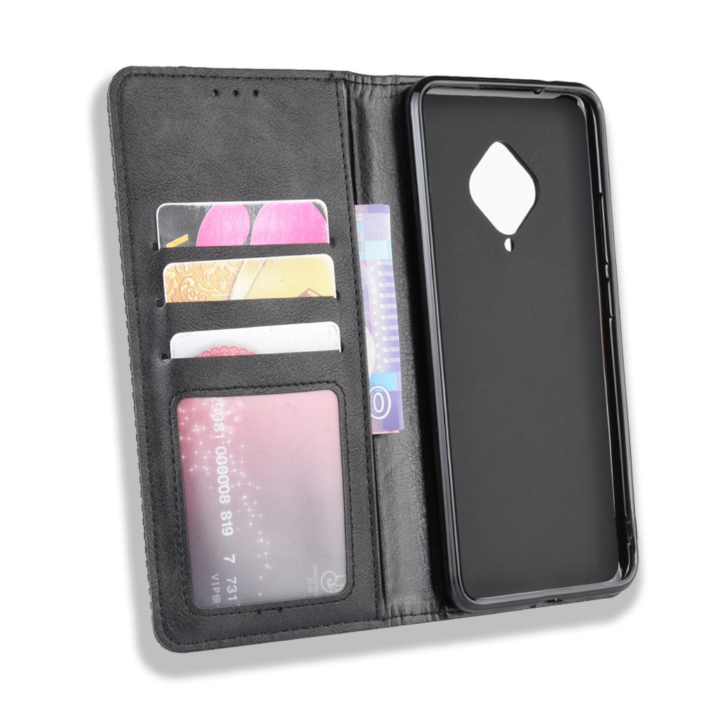 Vintage Style Leather Wallet Cell Phone Cover for vivo V17 (Russia Version)/S1 Pro - Black-4