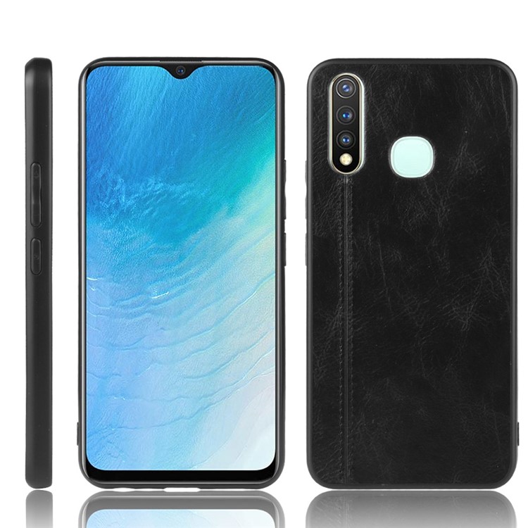 Leather Coated PC + TPU Hybrid Cover for vivo Y19/U3/Y5s/U20 - Black-1