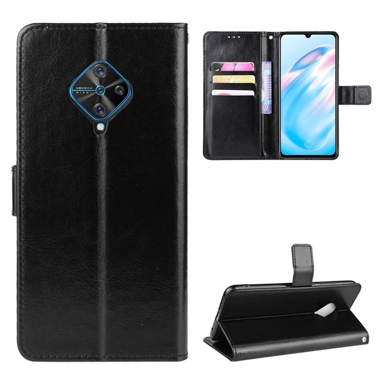 Crazy Horse Leather Wallet Case for vivo V17 (Russian Version) / S1 Pro (Global Version) - Black-1