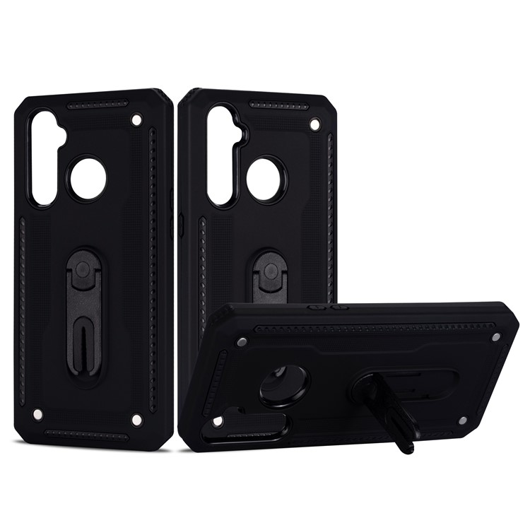 Air Outlet Kickstand PC + TPU Hybrid Case for OPPO Realme 5 - Black-1