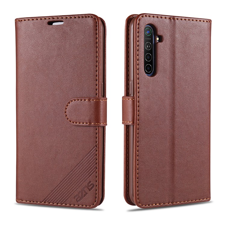 AZNS PU Leather Wallet Stand Case for OPPO K5 - Coffee-1