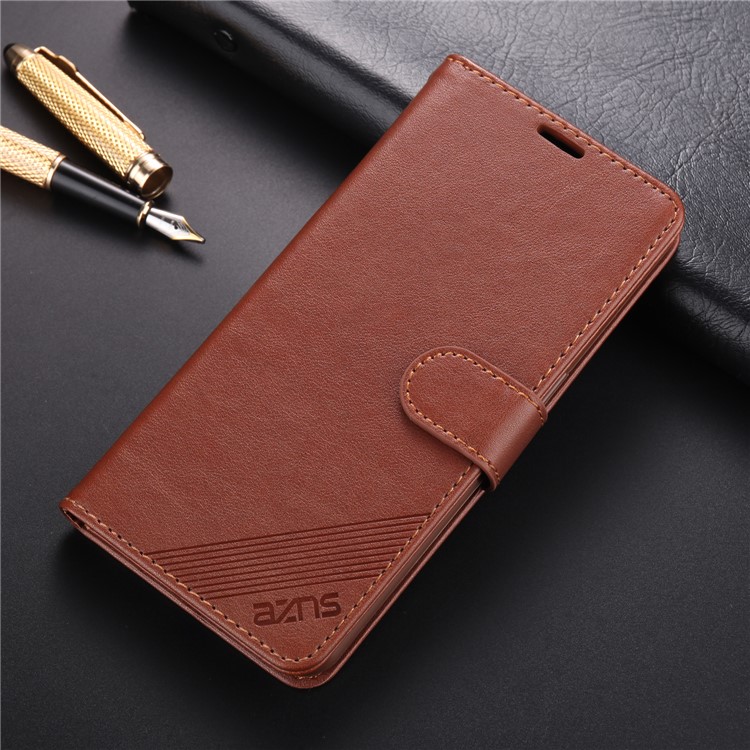 AZNS PU Leather Wallet Stand Case for OPPO K5 - Coffee-10