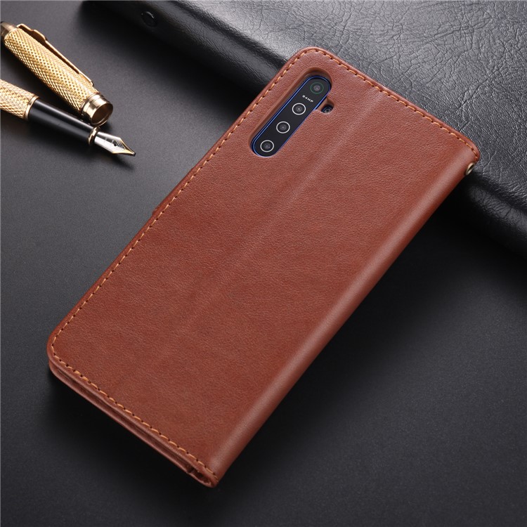 AZNS PU Leather Wallet Stand Case for OPPO K5 - Coffee-11