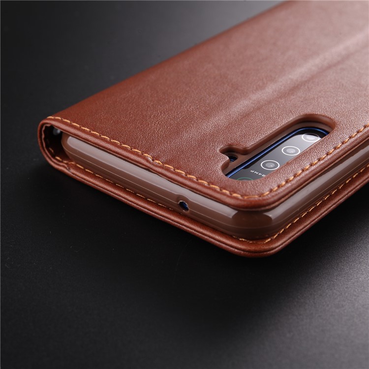 AZNS PU Leather Wallet Stand Case for OPPO K5 - Coffee-17