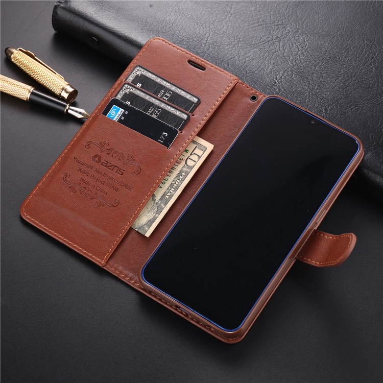 AZNS PU Leather Wallet Stand Case for OPPO K5 - Coffee-19