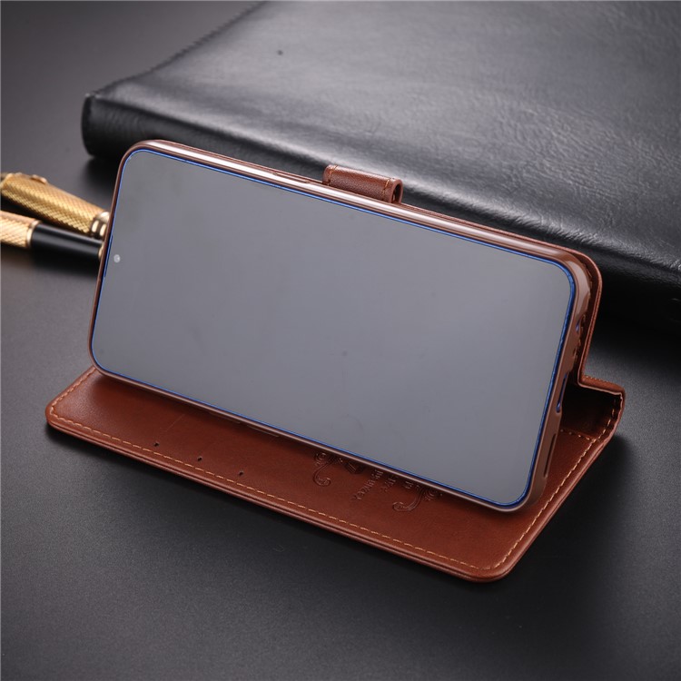 AZNS PU Leather Wallet Stand Case for OPPO K5 - Coffee-22