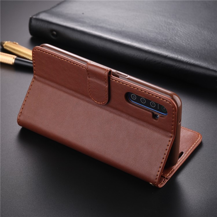 AZNS PU Leather Wallet Stand Case for OPPO K5 - Coffee-23