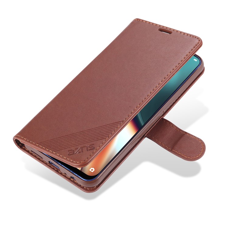 AZNS PU Leather Wallet Stand Case for OPPO K5 - Coffee-4