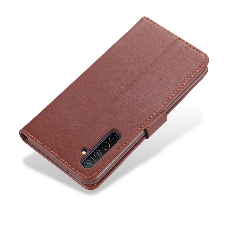 AZNS PU Leather Wallet Stand Case for OPPO K5 - Coffee-5