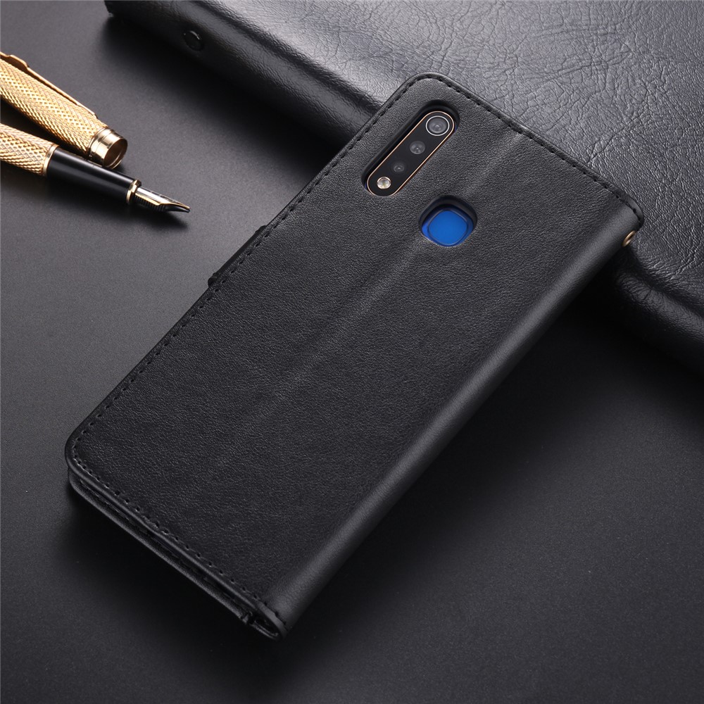 Azns pu Leather Wallet Couverture Mobile Pour Vivo u3 / Y19 / Y5s - le Noir