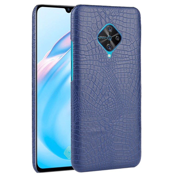 Crocodile Texture Cuir Enduit PU Boîtier PC Pour Vivo V17 (version Russe) / S1 Pro (version Internationale) - Bleu-1