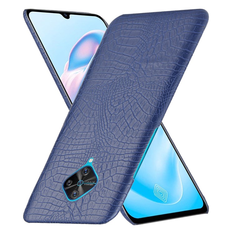 Crocodile Texture Cuir Enduit PU Boîtier PC Pour Vivo V17 (version Russe) / S1 Pro (version Internationale) - Bleu-2