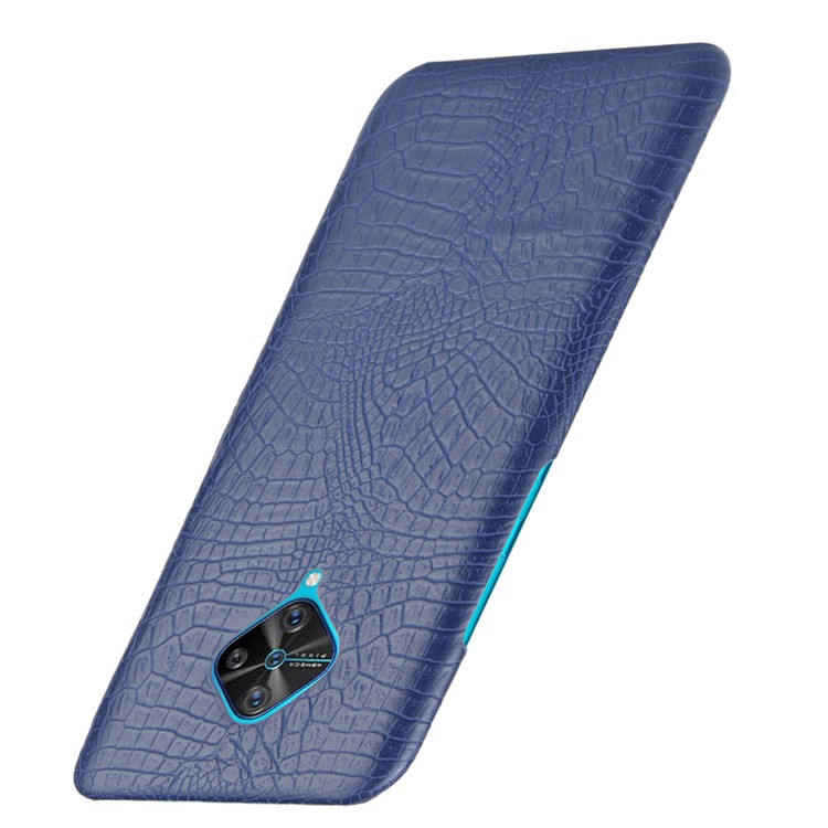 Crocodile Texture Cuir Enduit PU Boîtier PC Pour Vivo V17 (version Russe) / S1 Pro (version Internationale) - Bleu-3