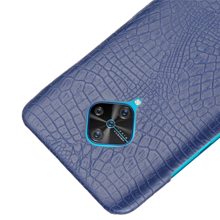 Crocodile Texture Cuir Enduit PU Boîtier PC Pour Vivo V17 (version Russe) / S1 Pro (version Internationale) - Bleu-4