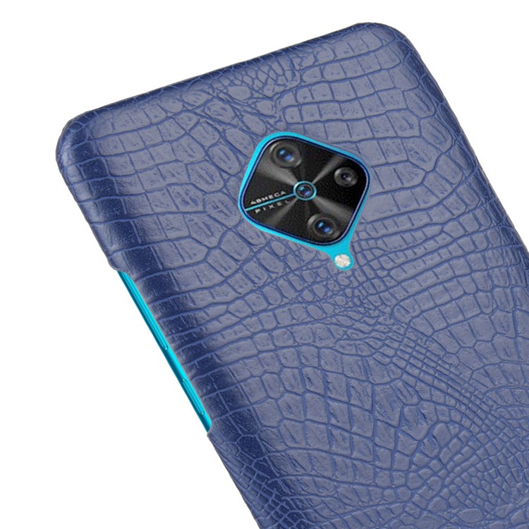 Crocodile Texture Cuir Enduit PU Boîtier PC Pour Vivo V17 (version Russe) / S1 Pro (version Internationale) - Bleu-5