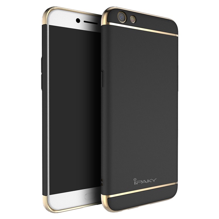 IPAKY 3-in-1 Electroplating PC Mobile Phone Case for Oppo R9s - Black-1