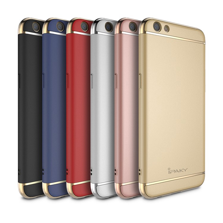 IPAKY 3-in-1 Electroplating PC Mobile Phone Case for Oppo R9s - Black-5