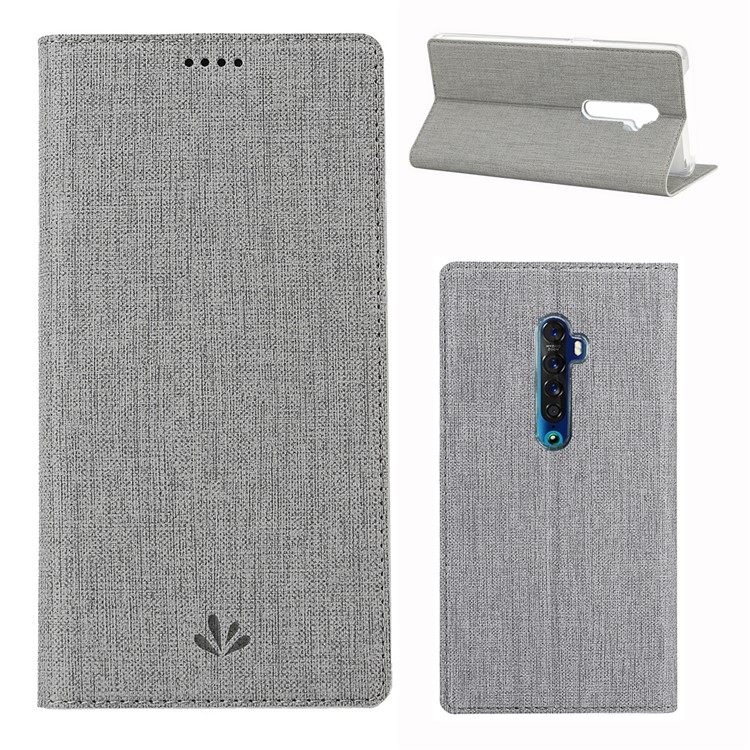 VILI DMX Cross Skin Leather Shell Case for Oppo Reno2 Z/Reno2 F - Grey-1