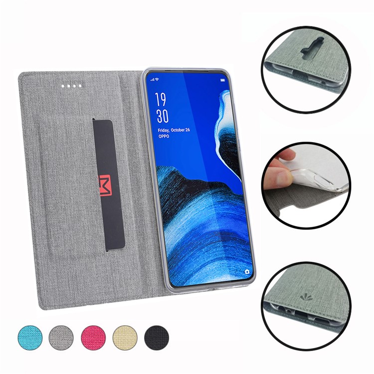 VILI DMX Cross Skin Leather Shell Case for Oppo Reno2 Z/Reno2 F - Grey-19