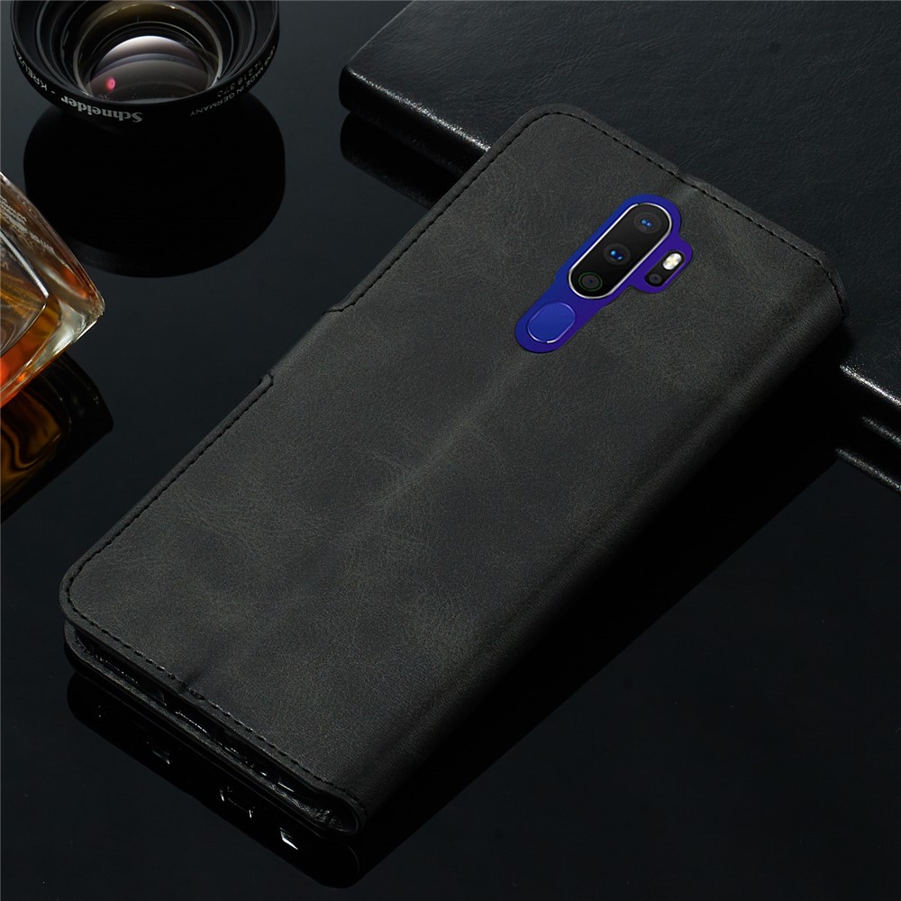 Solid Color Flip Leather Wallet Phone Cover for OPPO A9 (2020)/A5 (2020) - Black-14