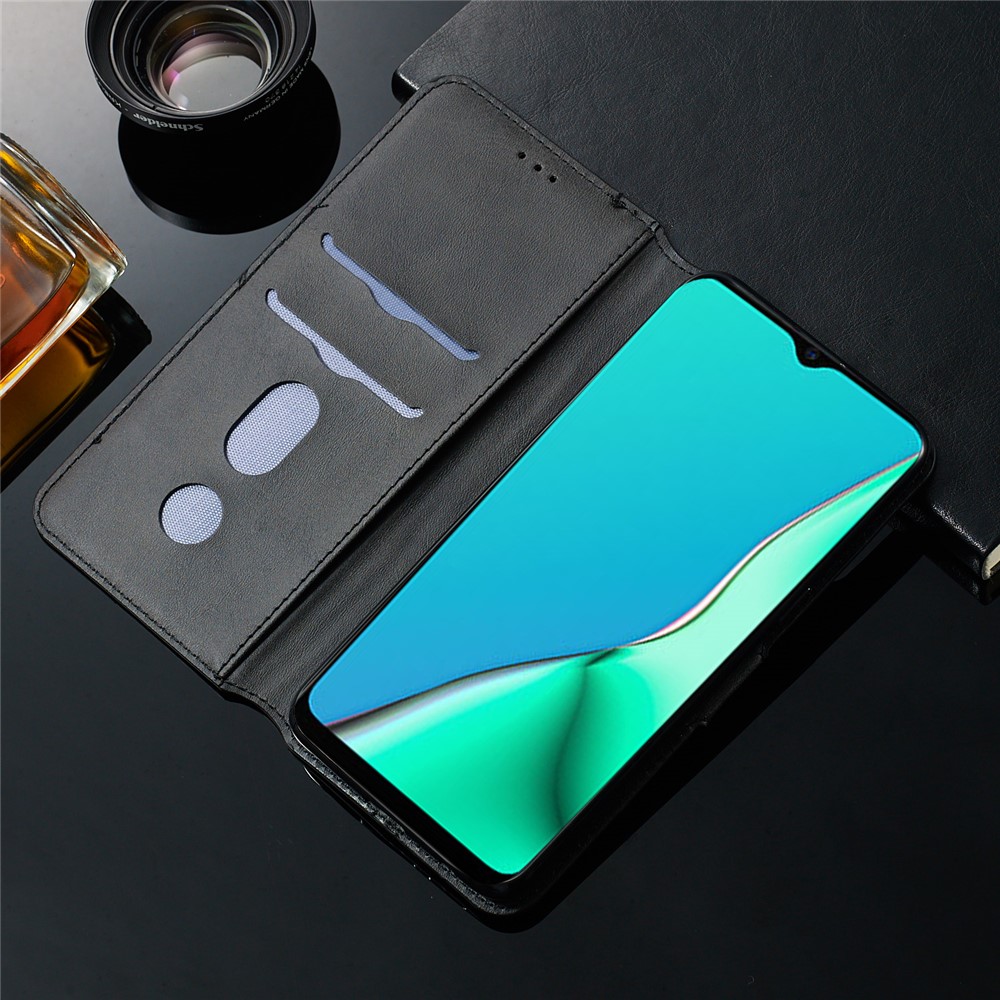 Solid Color Flip Leather Wallet Phone Cover for OPPO A9 (2020)/A5 (2020) - Black-16