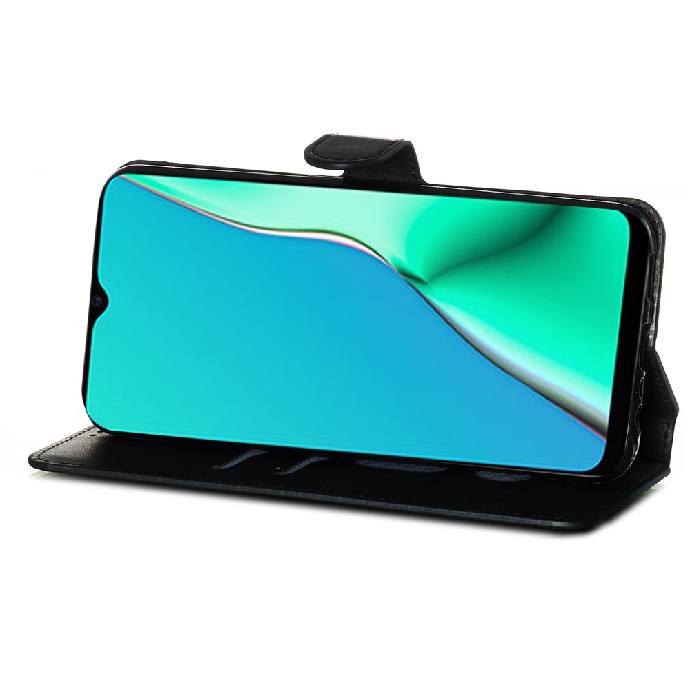 Solid Color Flip Leder Brieftasche Telefonabdeckung Für Oppo A9 (2020)/A5 (2020) - Schwarz