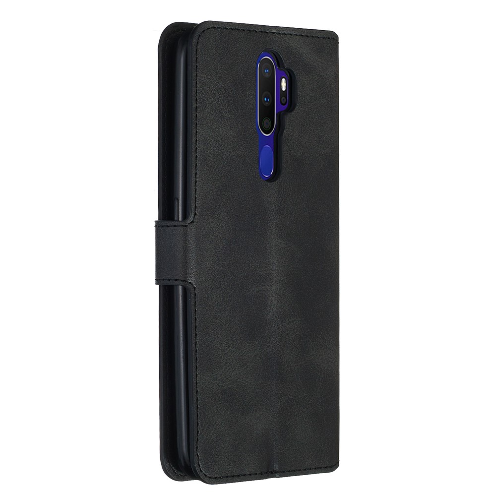 Solid Color Flip Leder Brieftasche Telefonabdeckung Für Oppo A9 (2020)/A5 (2020) - Schwarz