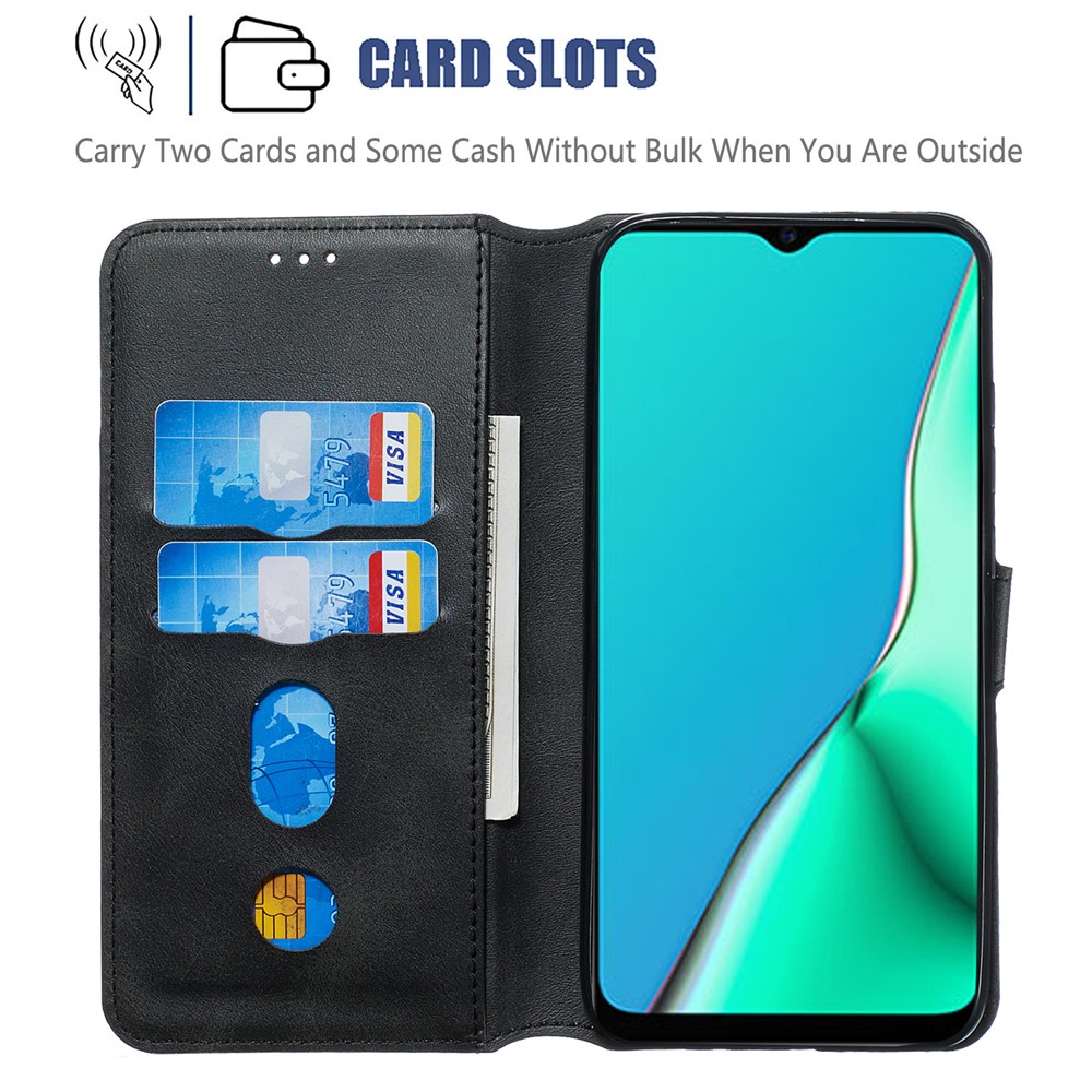 Solid Color Flip Leather Wallet Phone Cover for OPPO A9 (2020)/A5 (2020) - Black-9