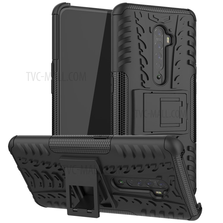 Anti-slip PC + TPU Hybrid Case with Kickstand for OPPO Reno2 - Black-1