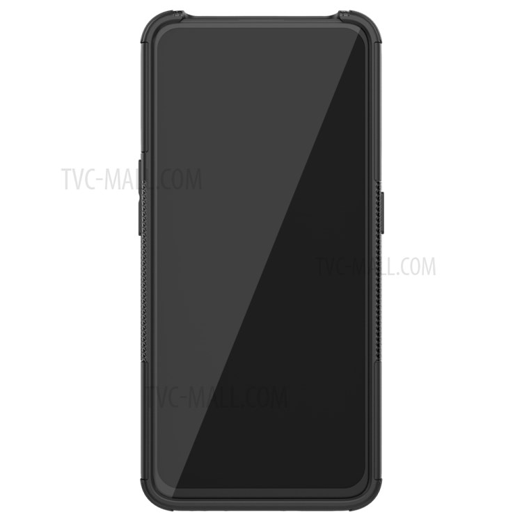 Anti-slip PC + TPU Hybrid Case with Kickstand for OPPO Reno2 - Black-4