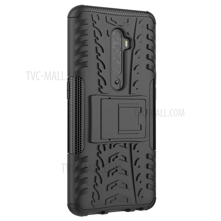 Anti-slip PC + TPU Hybrid Case with Kickstand for OPPO Reno2 - Black-8