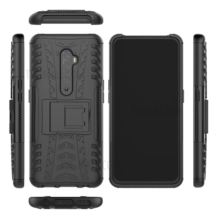 Anti-slip PC + TPU Hybrid Case with Kickstand for OPPO Reno2 - Black-9