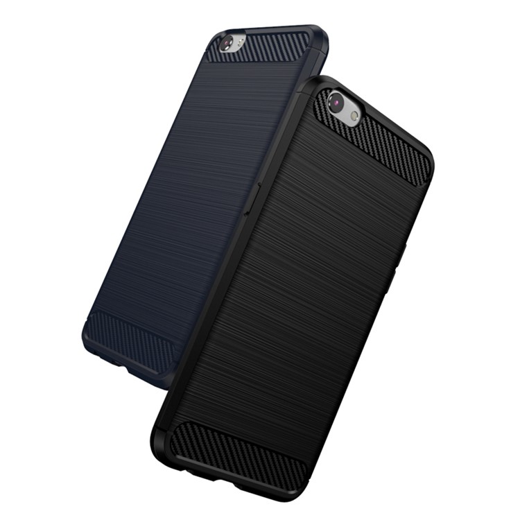 IPAKY Shockproof Brushed TPU Gel Phone Case for Oppo R9s - Black-3
