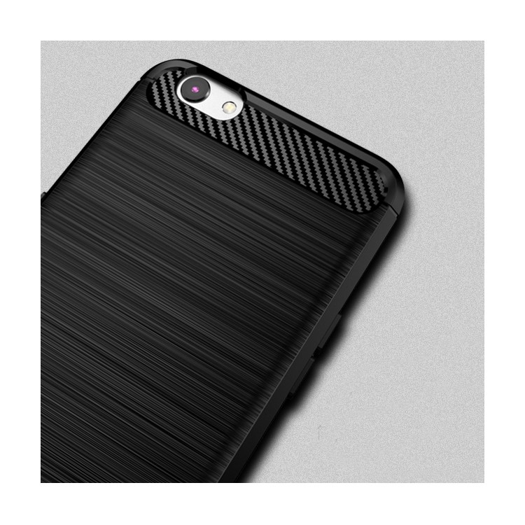 IPAKY Shockproof Brushed TPU Gel Phone Case for Oppo R9s - Black-5